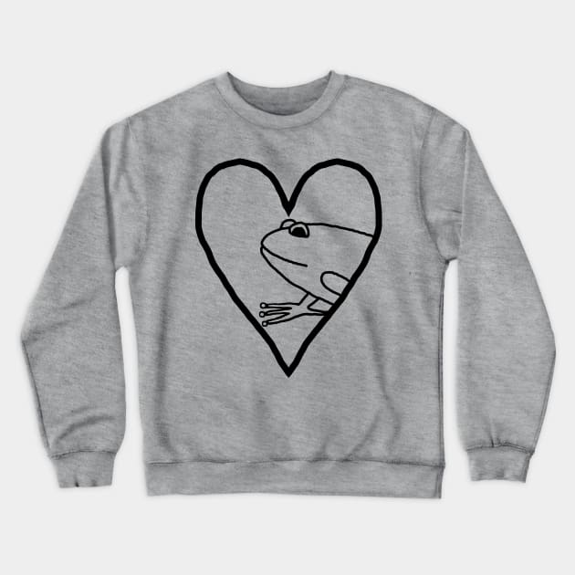 My Valentine Frog Line Drawing Man I love Frogs Crewneck Sweatshirt by ellenhenryart